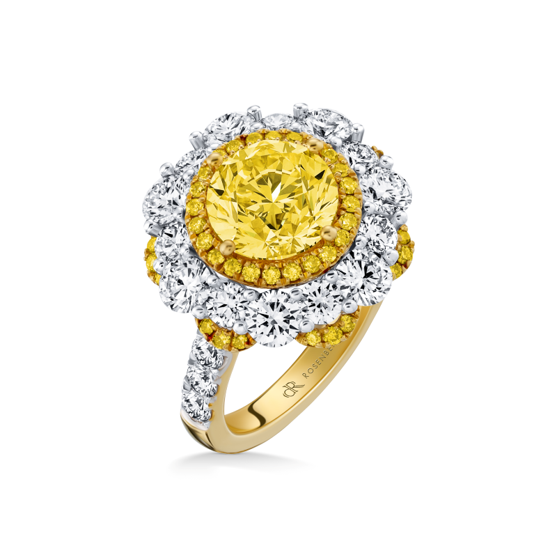 3 Carat Fancy Light Yellow VVS1 Round Cut Diamond Ring