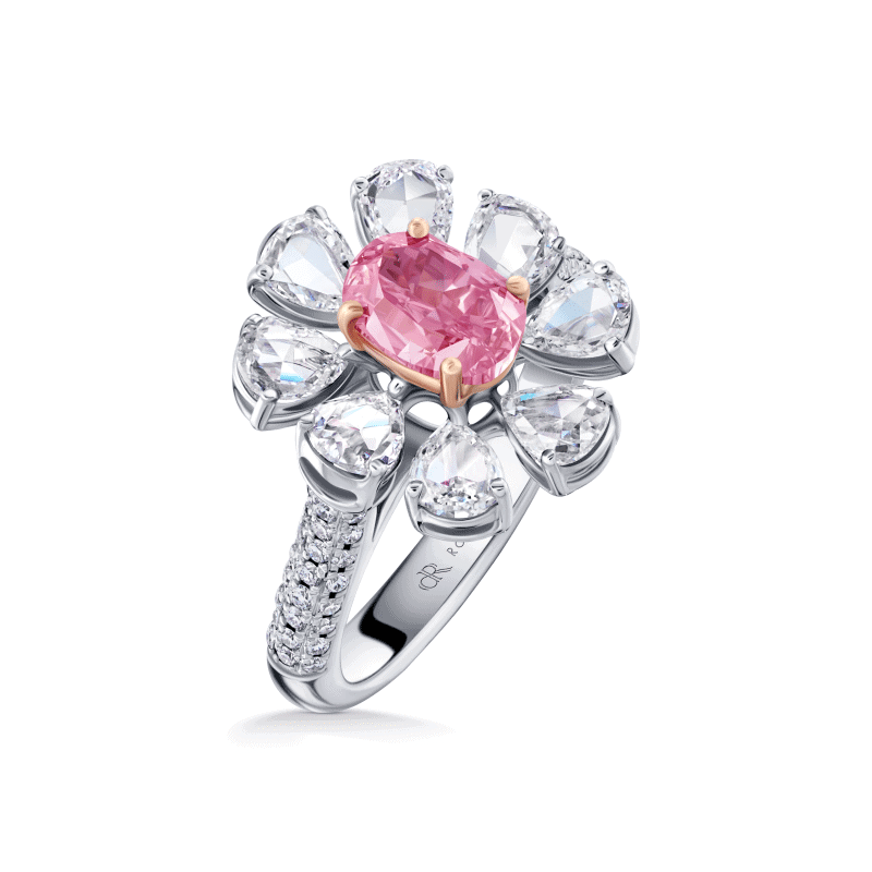 1 Carat Fancy Intense Purple Pink Oval Cut Diamond Ring