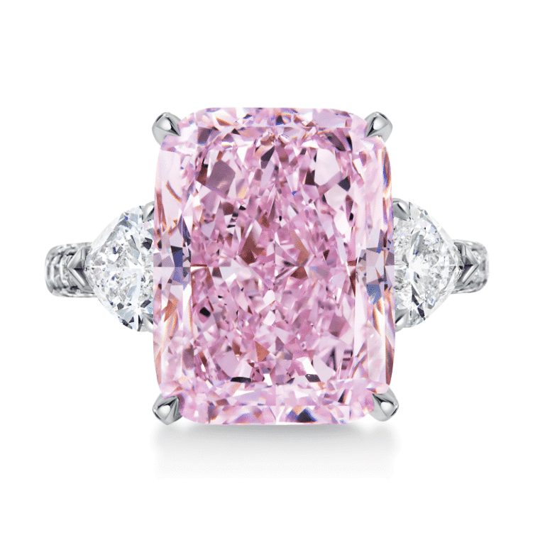 10 Carat Fancy Purplish Pink VS2 Cushion Cut Diamond Ring