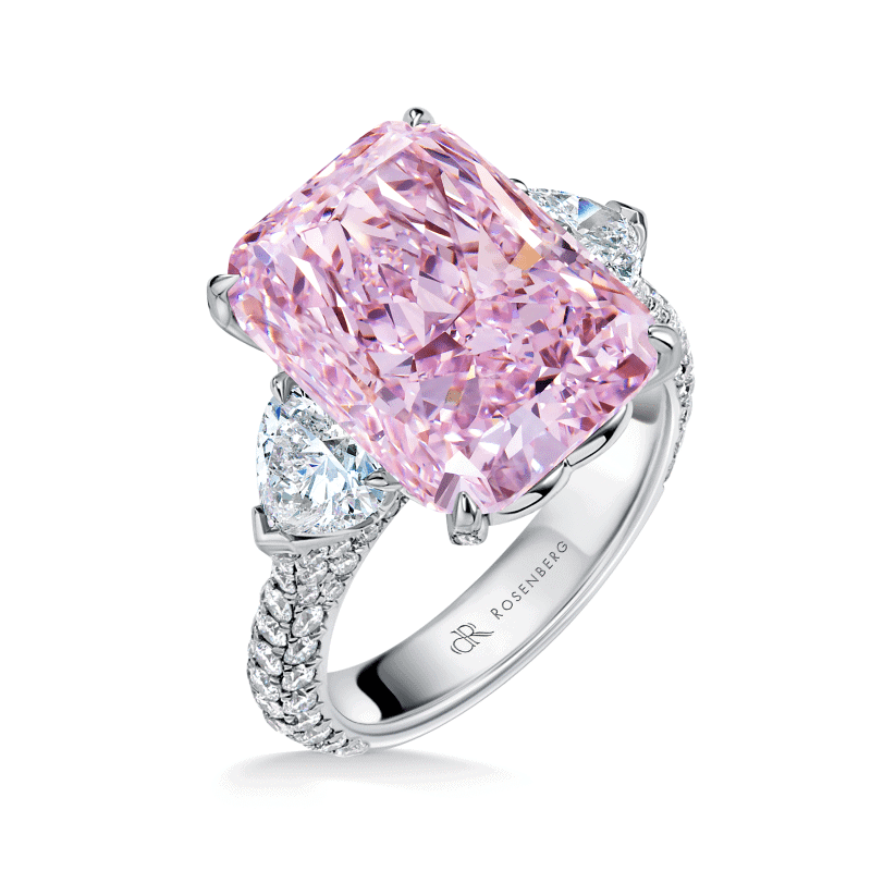 10 Carat Fancy Purplish Pink VS2 Cushion Cut Diamond Ring