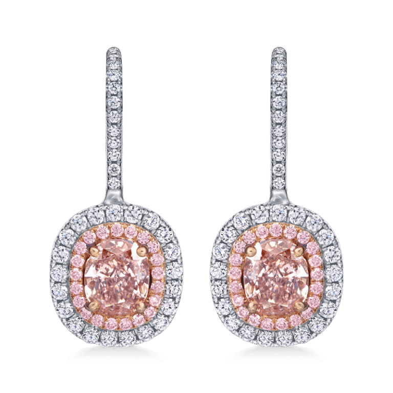 2 Carat Fancy Brown Pink SI1 Cushion Cut Diamond Earrings
