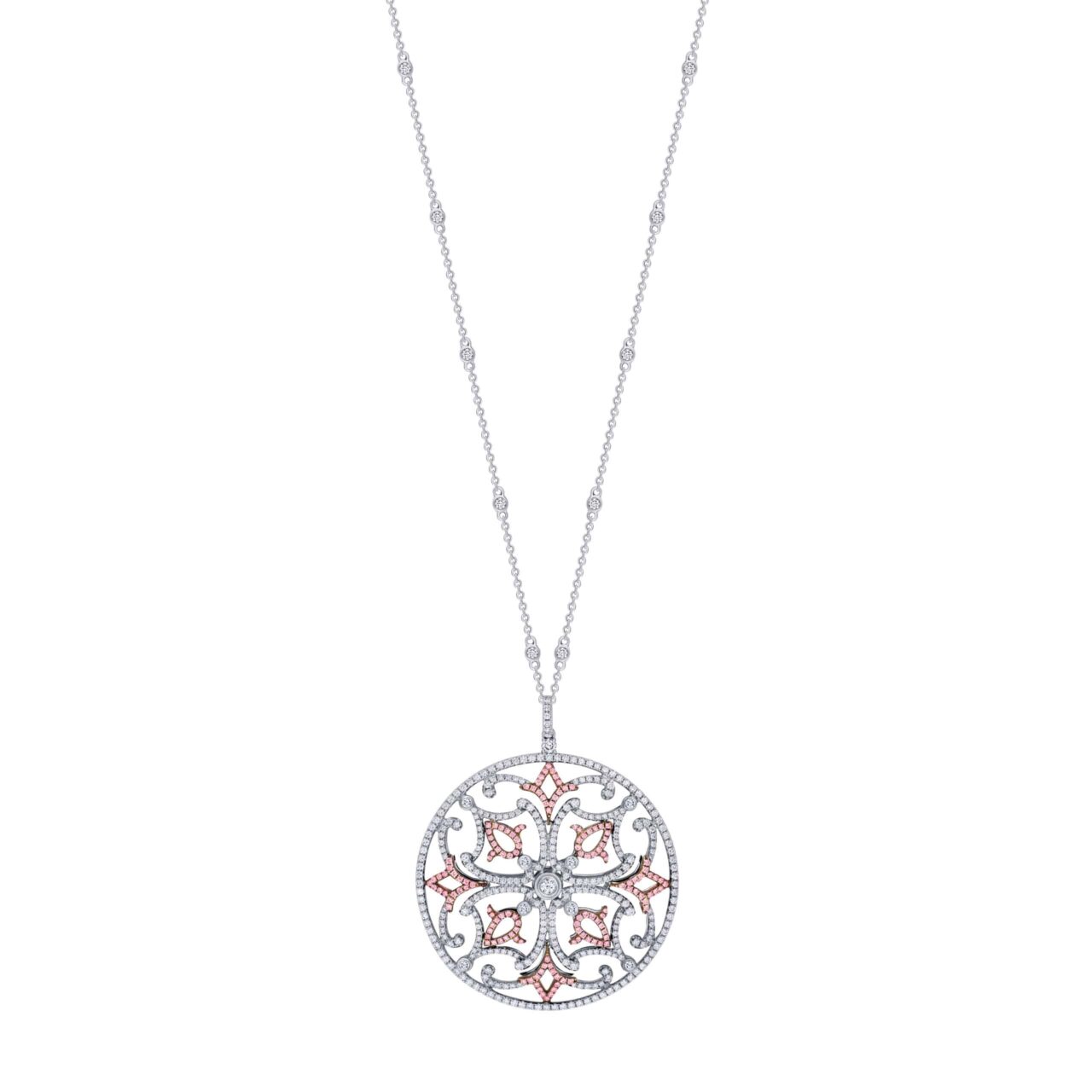 3 Carat Pink White Diamond Pendant Necklace