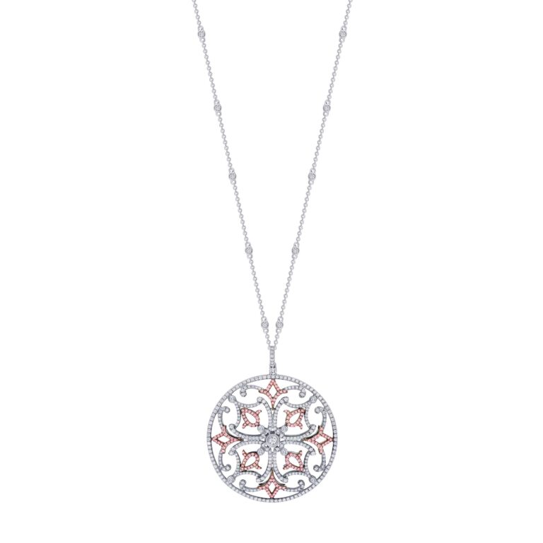3 Carat Pink White Diamond Pendant Necklace