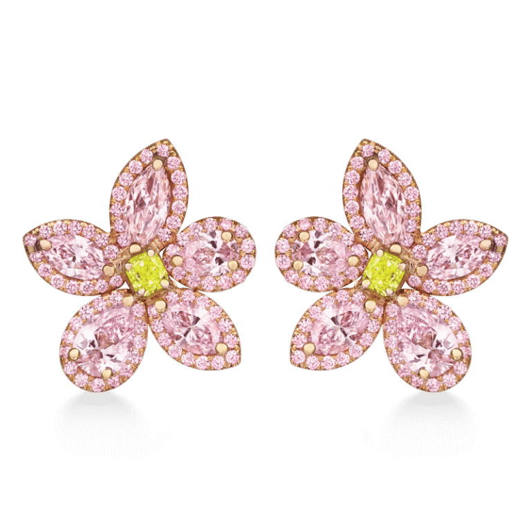 3 Carat Fancy Light Pink Multi Shape Diamond Earrings