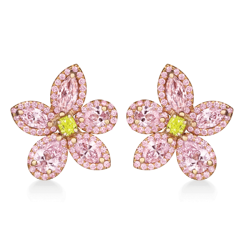 3 Carat Fancy Light Pink Multi Shape Diamond Earrings