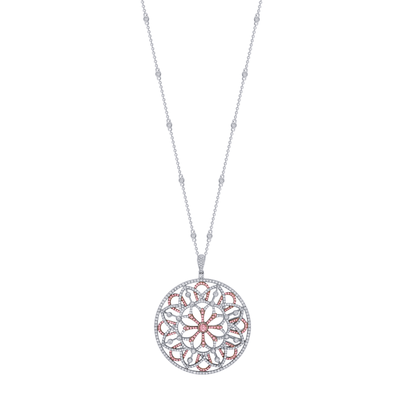 4 Carat Pink White Diamond Pendant Necklace