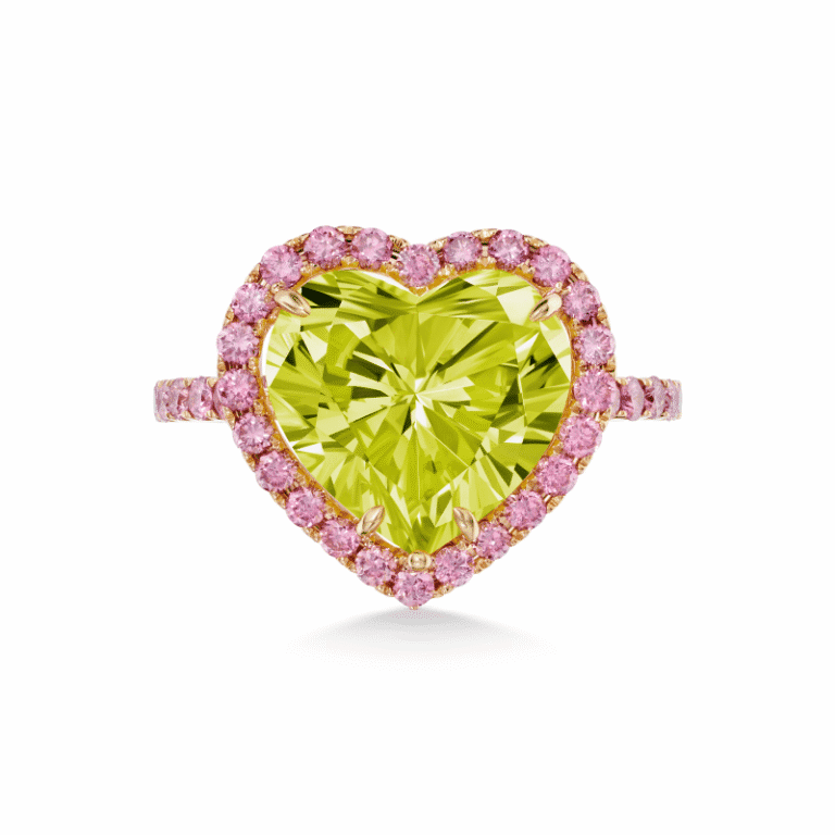 4 Carat Fancy Vivid Green Yellow SI1 Heart Shape Diamond Ring