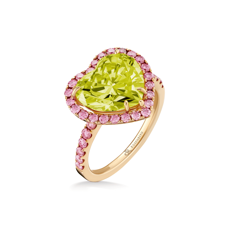 4 Carat Fancy Vivid Green Yellow SI1 Heart Shape Diamond Ring