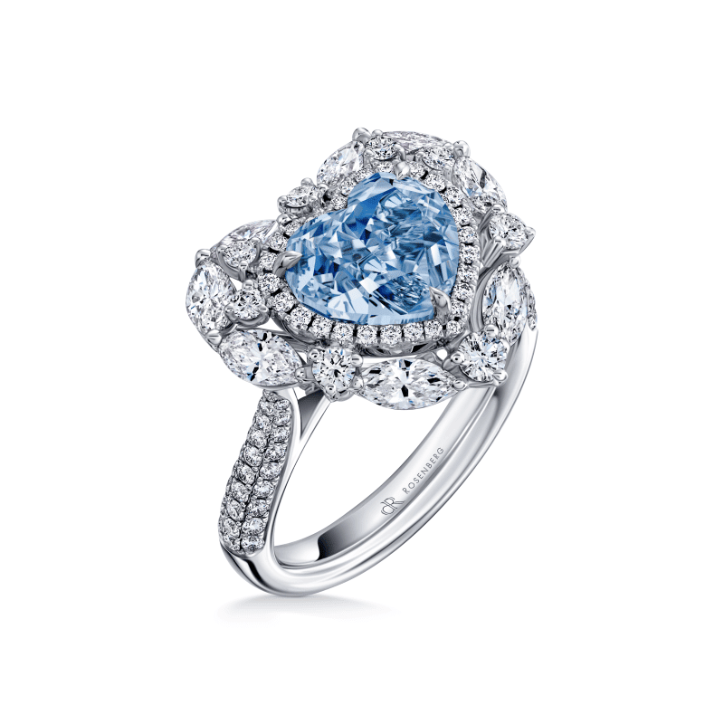 5 Carat Fancy Blue VS1 Heart Shape Diamond Ring