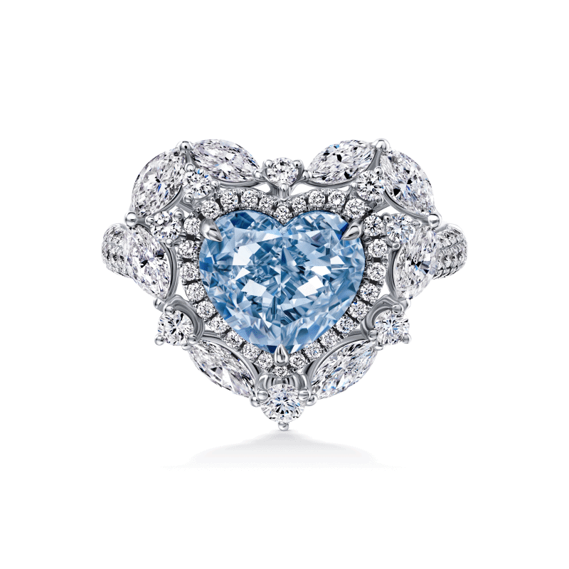 5 Carat Fancy Blue VS1 Heart Shape Diamond Ring