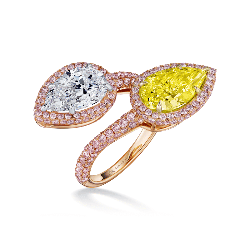 7 Carat Fancy Green Yellow & D SI1 Pear Shape Diamond Ring