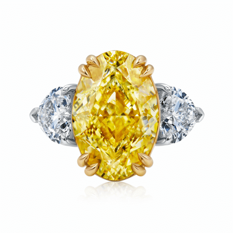 10 Carat Fancy Yellow VS2 Oval Cut Diamond Ring