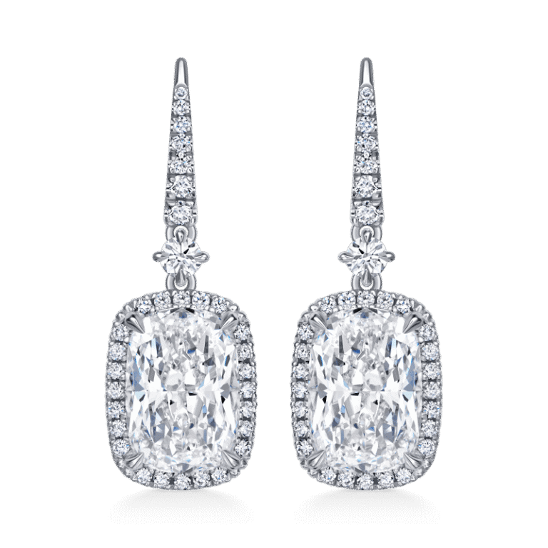 10 Carat H VS2 Cushion Cut Diamond Earrings
