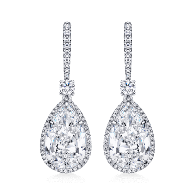 10 Carat H VS2 Pear Shape Diamond Earrings