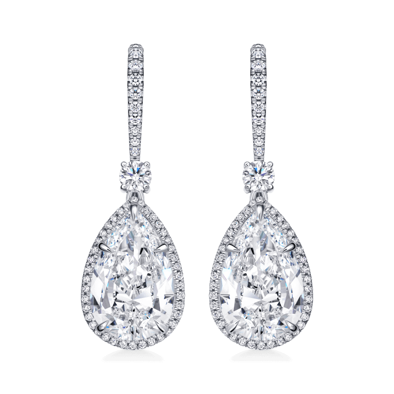 10 Carat H VS2 Pear Shape Diamond Earrings