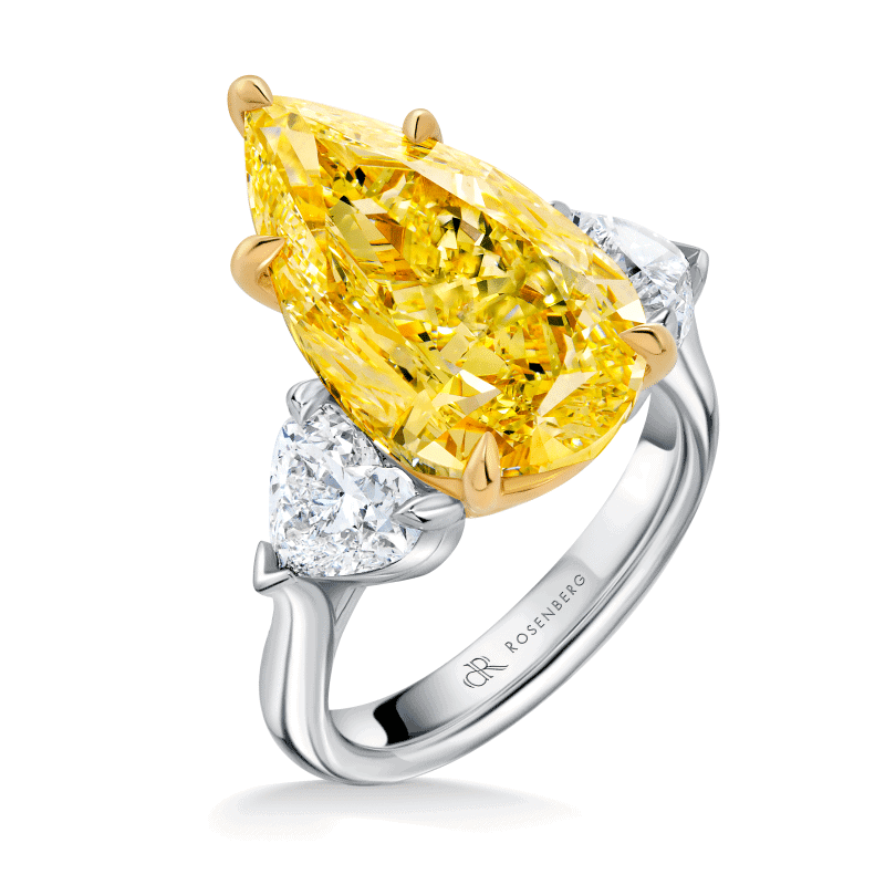 10 Carat Fancy Yellow VS2 Pear Shape Diamond Ring