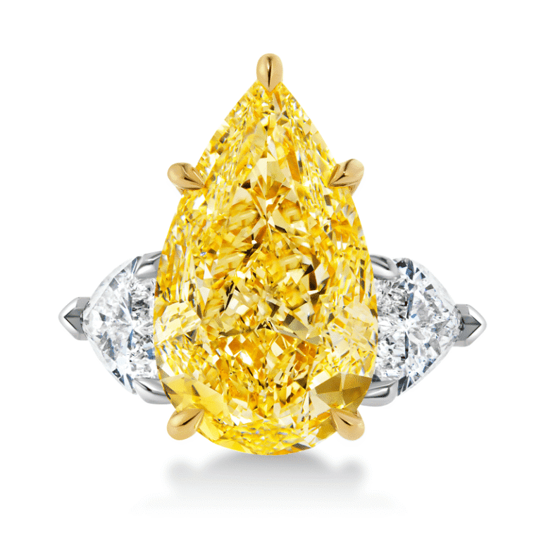 10 Carat Fancy Yellow VS2 Pear Shape Diamond Ring