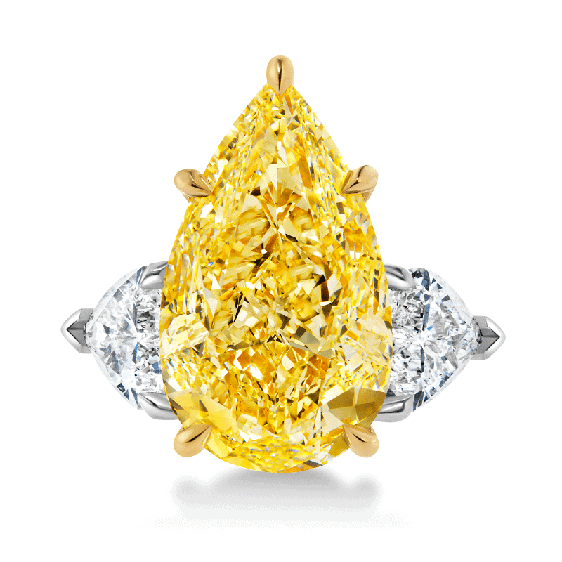 10 Carat Fancy Yellow VS2 Pear Shape Diamond Ring
