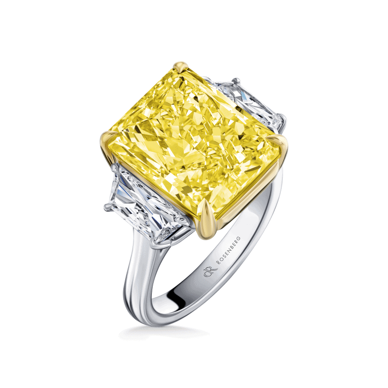 10 Carat Fancy Yellow VS2 Radiant Cut Diamond Ring