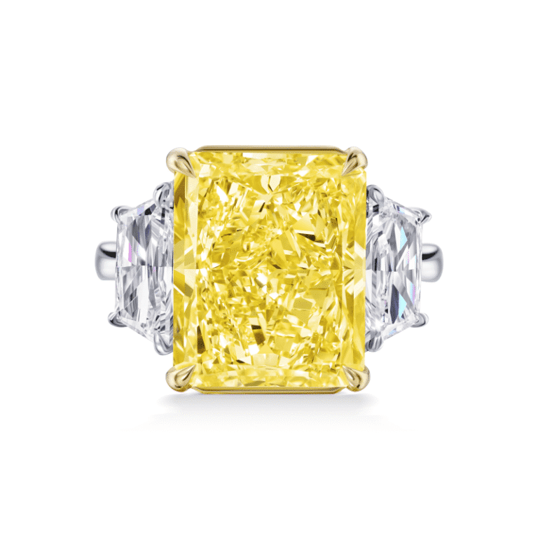 10 Carat Fancy Yellow VS2 Radiant Cut Diamond Ring