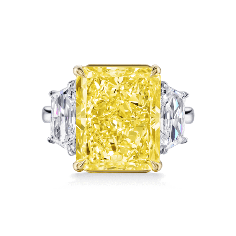 10 Carat Fancy Yellow VS2 Radiant Cut Diamond Ring