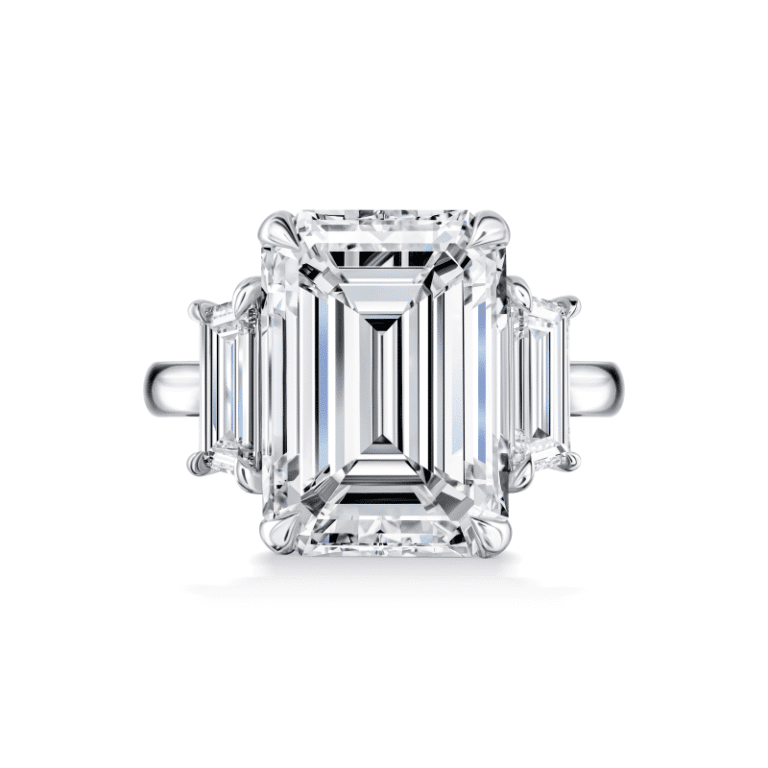 10 Carat H VS2 Emerald Cut Diamond Ring