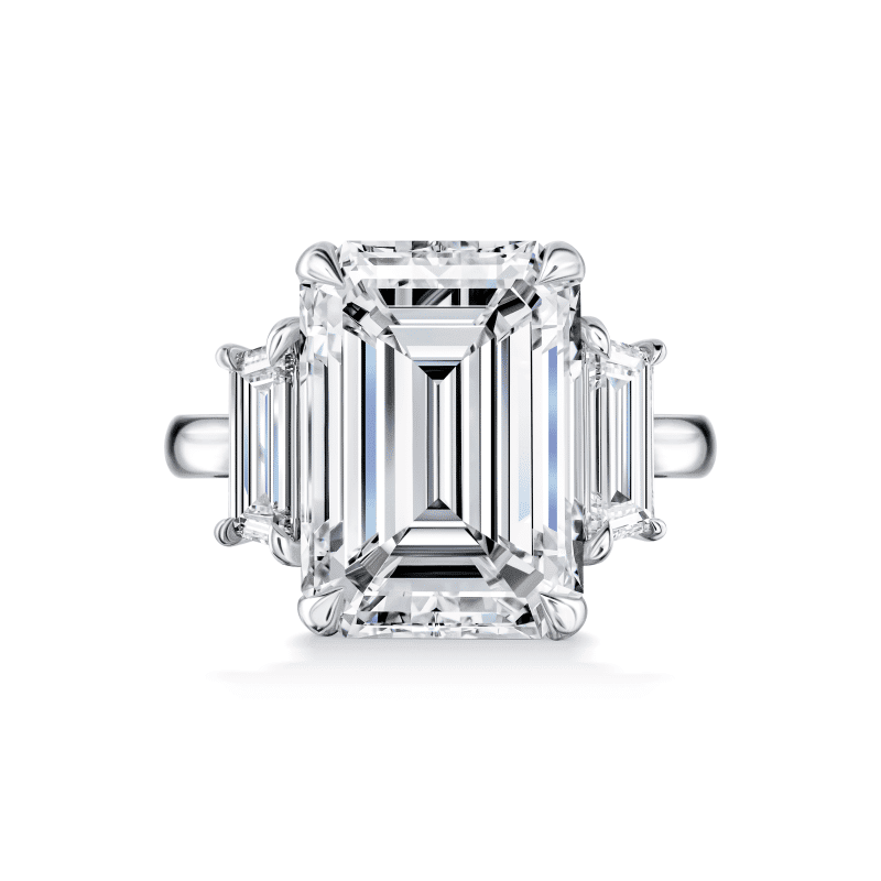 10 Carat H VS2 Emerald Cut Diamond Ring