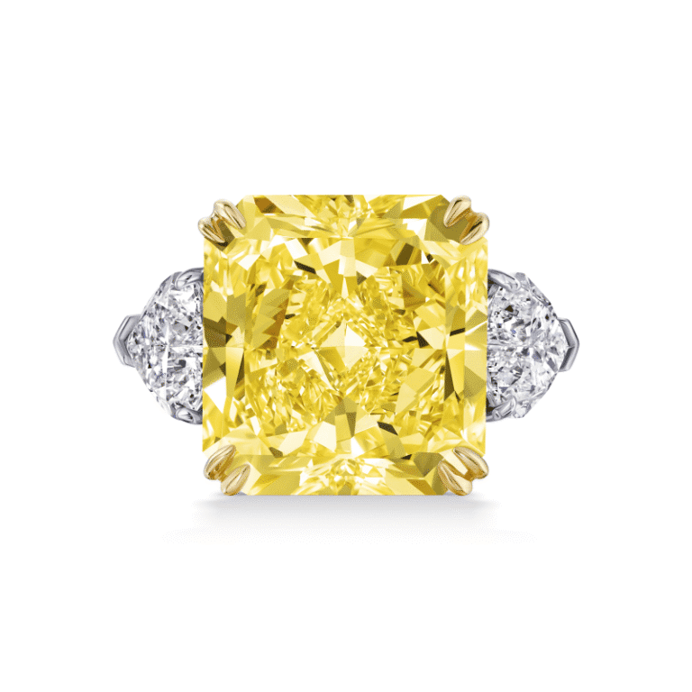 10 Carat Fancy Yellow VVS1 Radiant Cut Diamond Ring