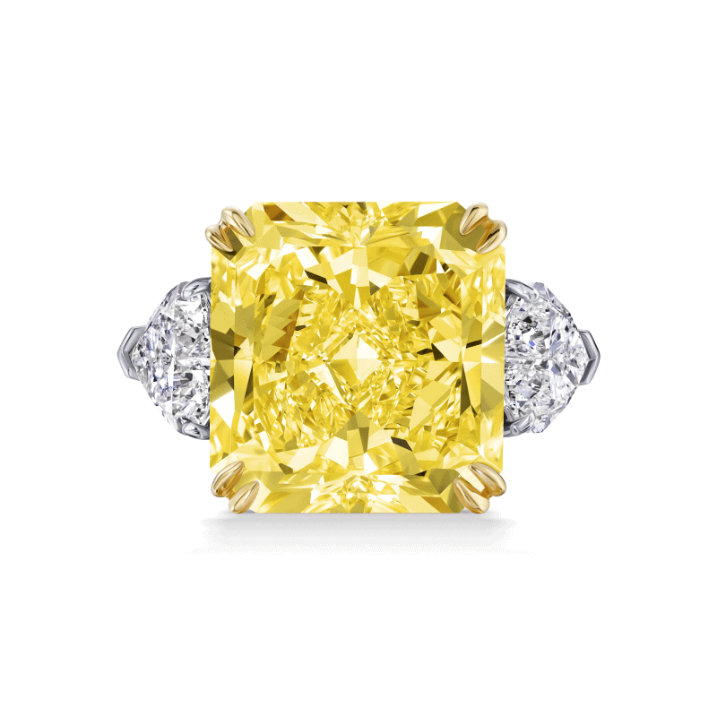 10 Carat Fancy Yellow VVS1 Radiant Cut Diamond Ring