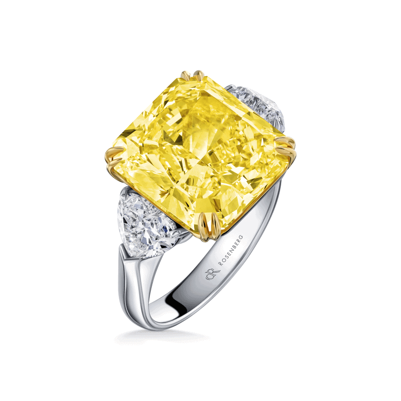 10 Carat Fancy Yellow VVS1 Radiant Cut Diamond Ring