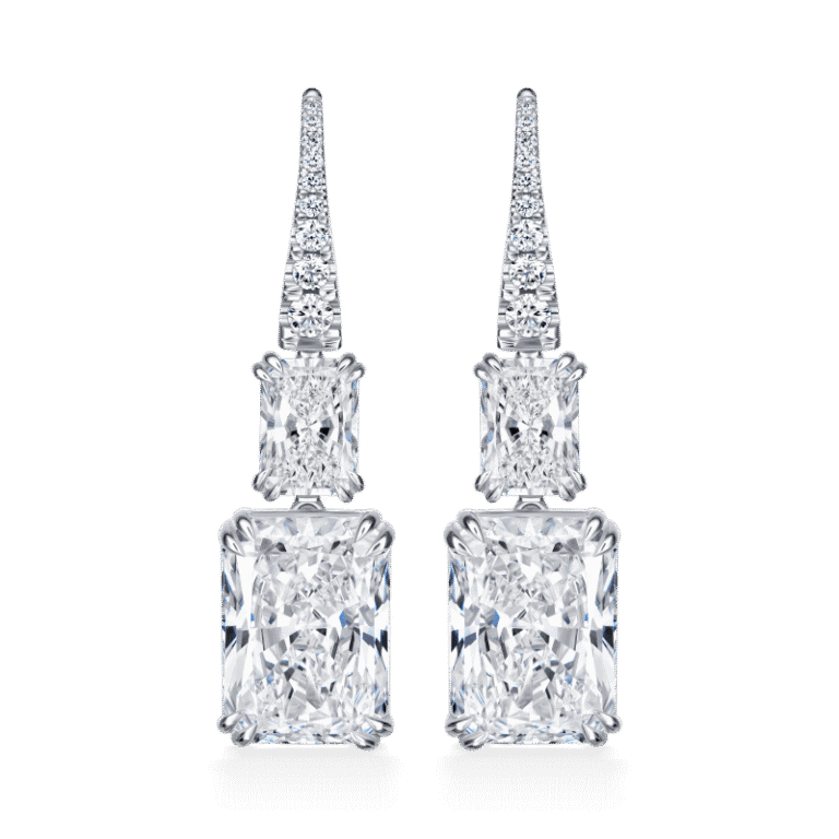 10 Carat G VS2 Radiant Cut Diamond Earrings