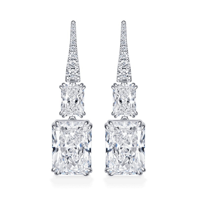 10 Carat G VS2 Radiant Cut Diamond Earrings