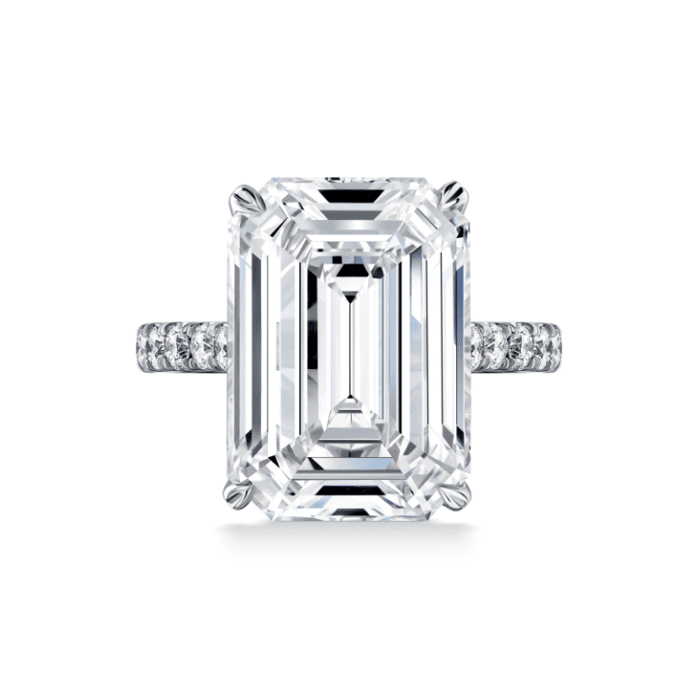 10 Carat F VVS2 Emerald Cut Diamond Ring
