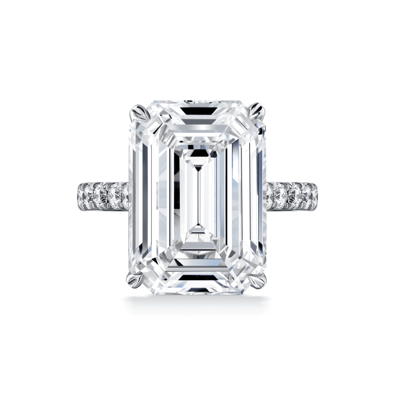 10 Carat F VVS2 Emerald Cut Diamond Ring