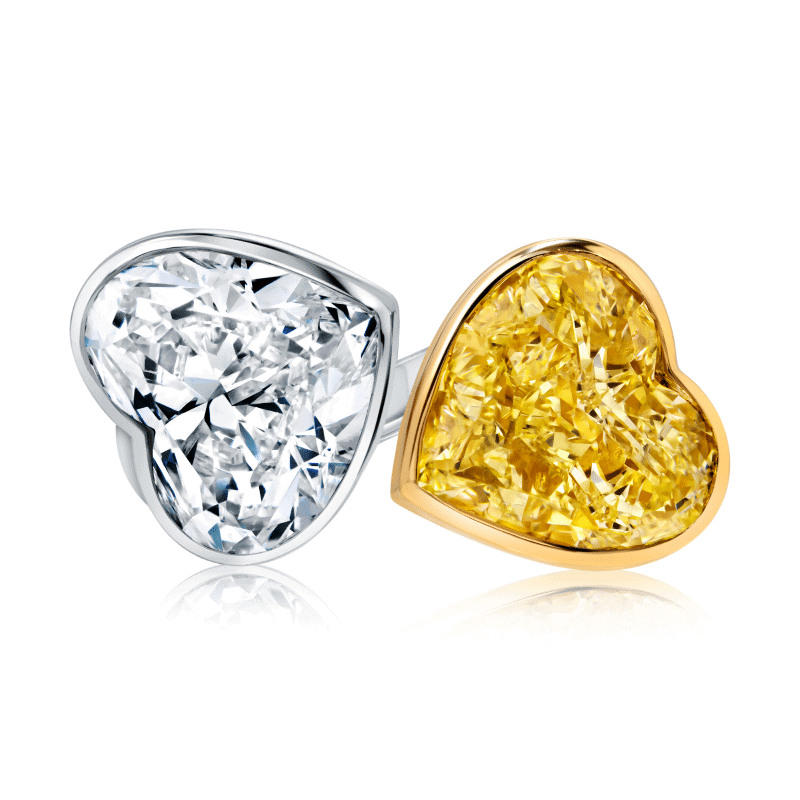 11 Carat Fancy Light Yellow SI1 & J SI2 Heart Shape Diamond Ring