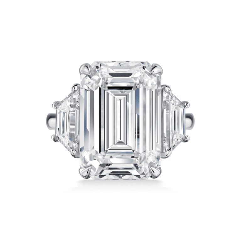 12 Carat H (Flawless) Emerald Cut Diamond Ring