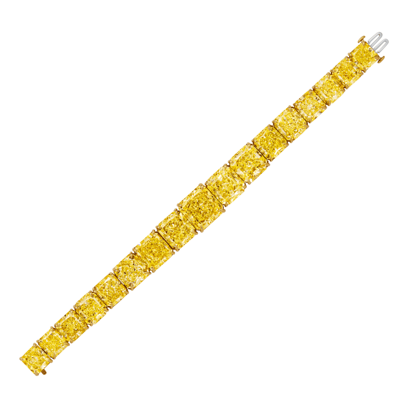 119 Carat Radiants Fancy Yellow VVS1-VS1 Diamond Graduated Bracelet