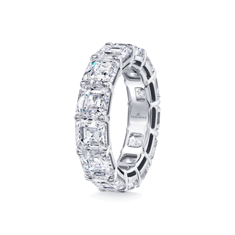 13 Carat D – F VVS1 – VS2 Eternity Band Asscher Cut Diamond Ring