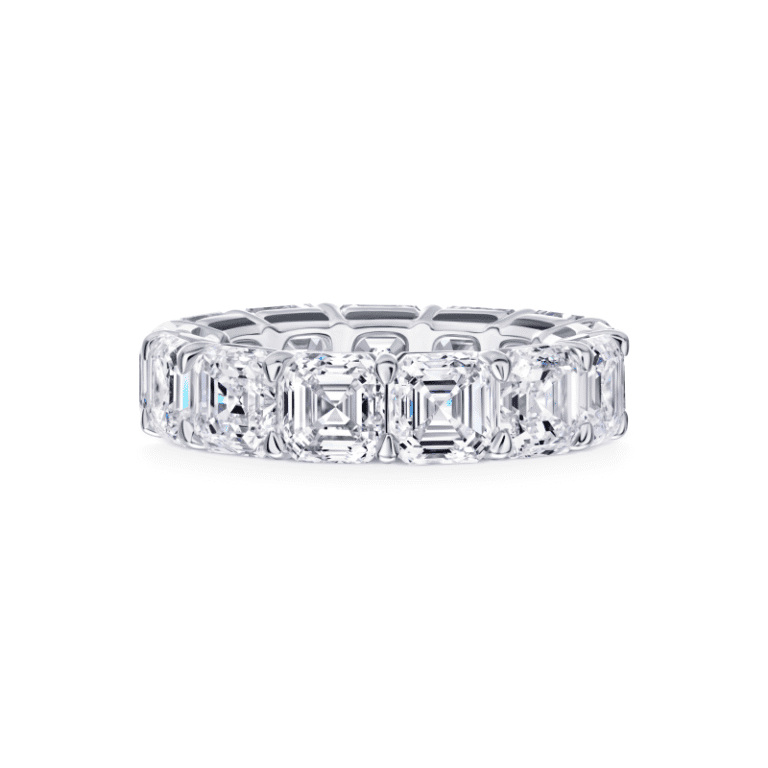 13 Carat D – F VVS1 – VS2 Eternity Band Asscher Cut Diamond Ring