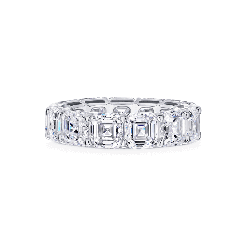 13 Carat D – F VVS1 – VS2 Eternity Band Asscher Cut Diamond Ring
