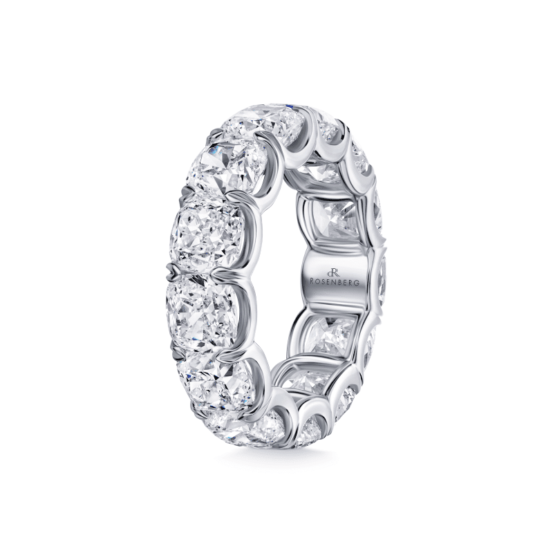 13 Carat D – F VVS1 – Flawless Eternity Band Cushion Cut Diamond Ring