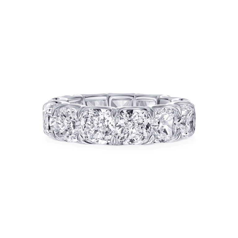 13 Carat D – F VVS1 – Flawless Eternity Band Cushion Cut Diamond Ring