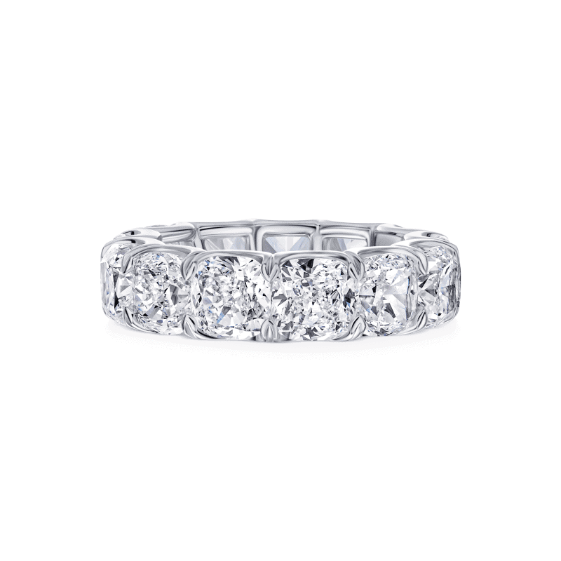 13 Carat D – F VVS1 – Flawless Eternity Band Cushion Cut Diamond Ring