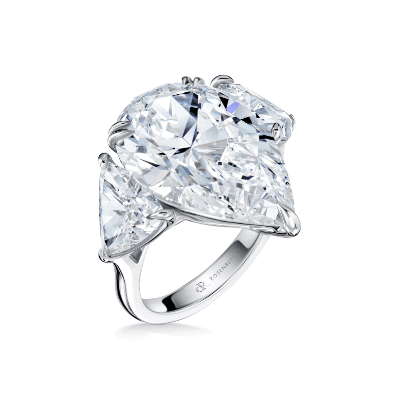 13 Carat H SI2 Pear Shape Diamond Ring