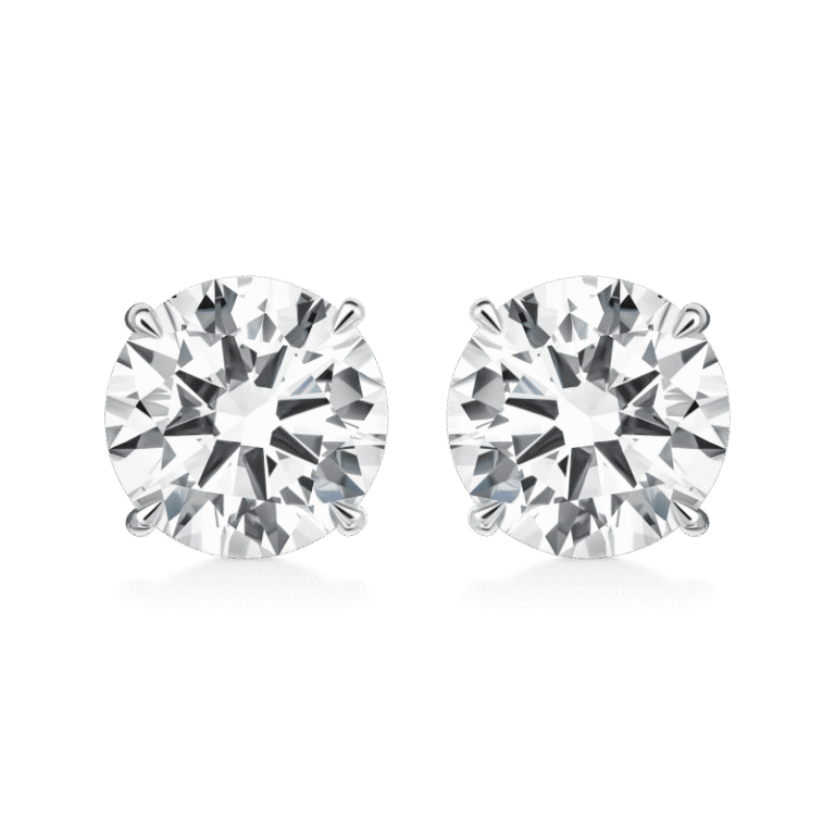 14ct F VS1 Round Brilliant Cut Diamond Stud Earrings