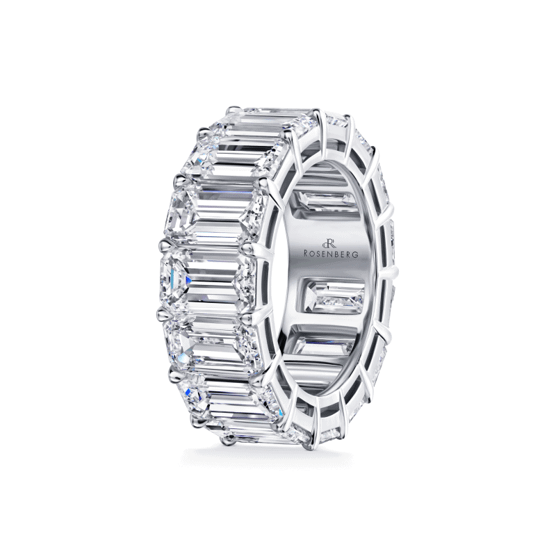 15 Carat D – G VS2 – VVS1 Eternity Band Emerald Cut Diamond Ring