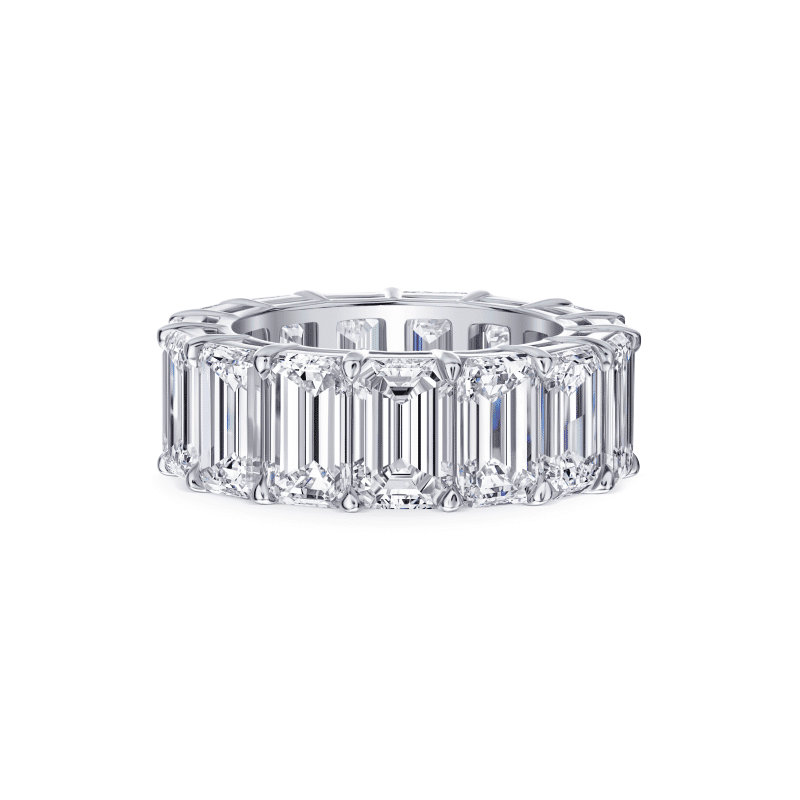 15 Carat D – G VS2 – VVS1 Eternity Band Emerald Cut Diamond Ring