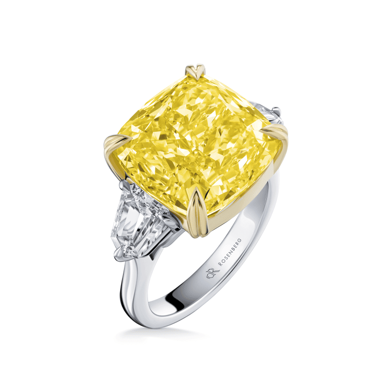 16 Carat Fancy Yellow VS2 Cushion Cut Diamond Ring