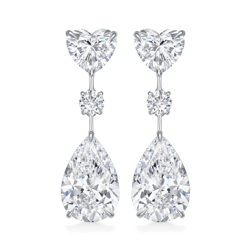 17 Carat D Flawless Multi Shape Diamond Drop Earrings