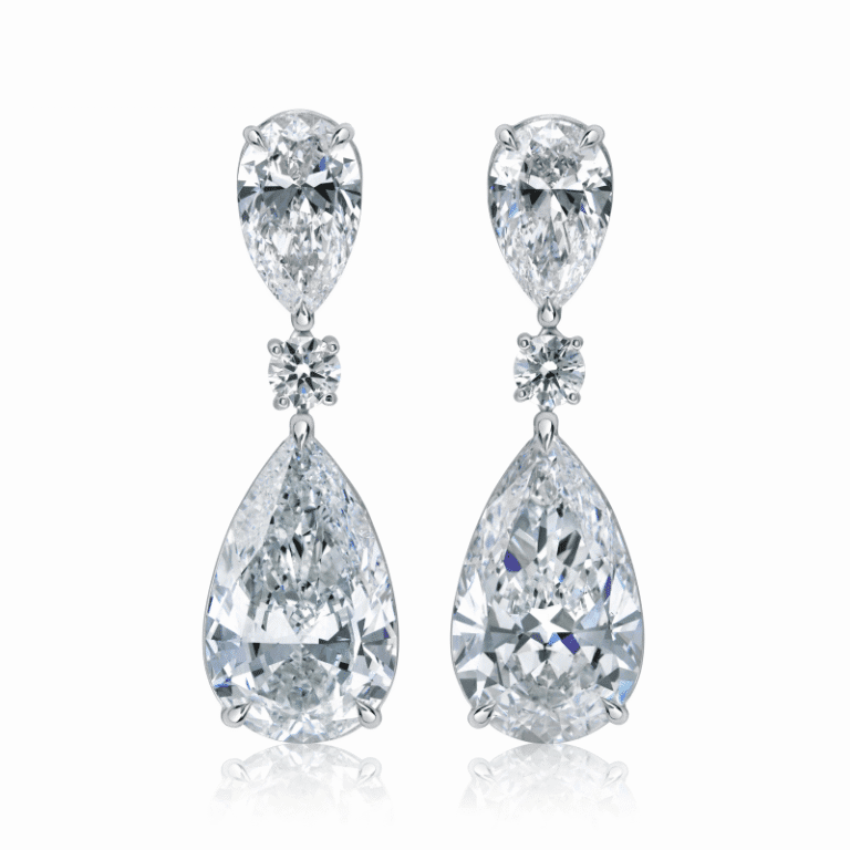 18ct D VS2 Pear Shape Diamond Drop Earrings